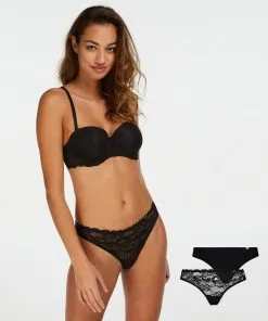 2er-Pack Strings Angie - Schwarz