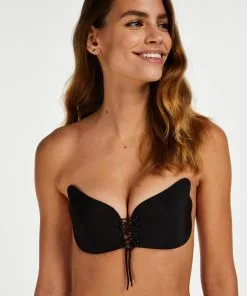 Push-up-Klebe-BH Mit Seitenflügeln - Schwarz