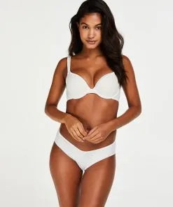 Vorgeformter Bügel-BH, Satin Fleece - Weiß -Unterwäschegeschäft 169210 3