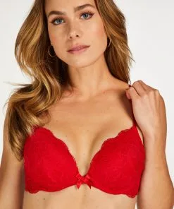 Vorgeformter Push-up-Bügel-BH Teddy - Rot -Unterwäschegeschäft 178638 2