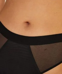 Hoch Ausgeschnittener, Nahtloser String Mesh - Schwarz -Unterwäschegeschäft 194294 2