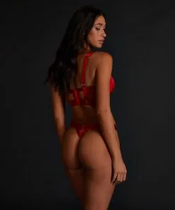 Vorgeformter Push-up Longline-Bügel-BH Occult - Rot -Unterwäschegeschäft 199856 4