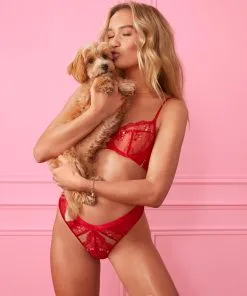 String Mit Hohem Beinausschnitt Violet - Rot