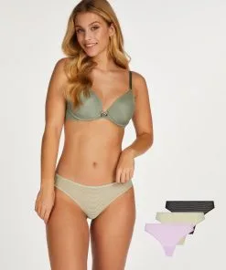 3er-Pack String Invisible Stripe Mesh - Lila