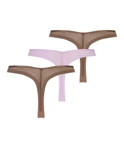 3er-Pack String Invisible Stripe Fishnet - Braun -Unterwäschegeschäft 200814 6