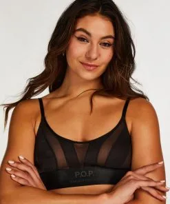 Mesh-Bralette Glossy - Schwarz -Unterwäschegeschäft 202278 2
