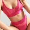 Hoch Geschnittener String Glossy - Rosa
