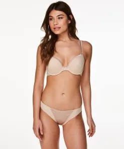 Vorgeformter Bügel-BH, Satin Fleece - Beige -Unterwäschegeschäft 95802 3